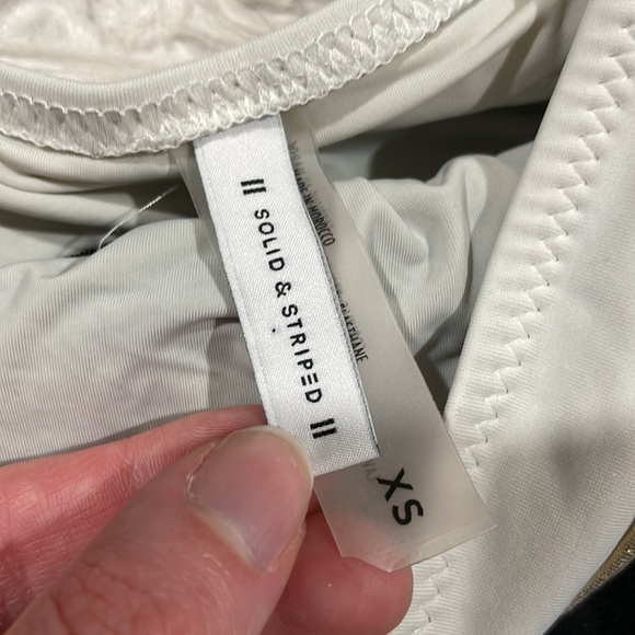 Solid & Striped The Chloe Colorblock Swimsuit One-Shoulder Black Gold XS - Picture 3 of 11